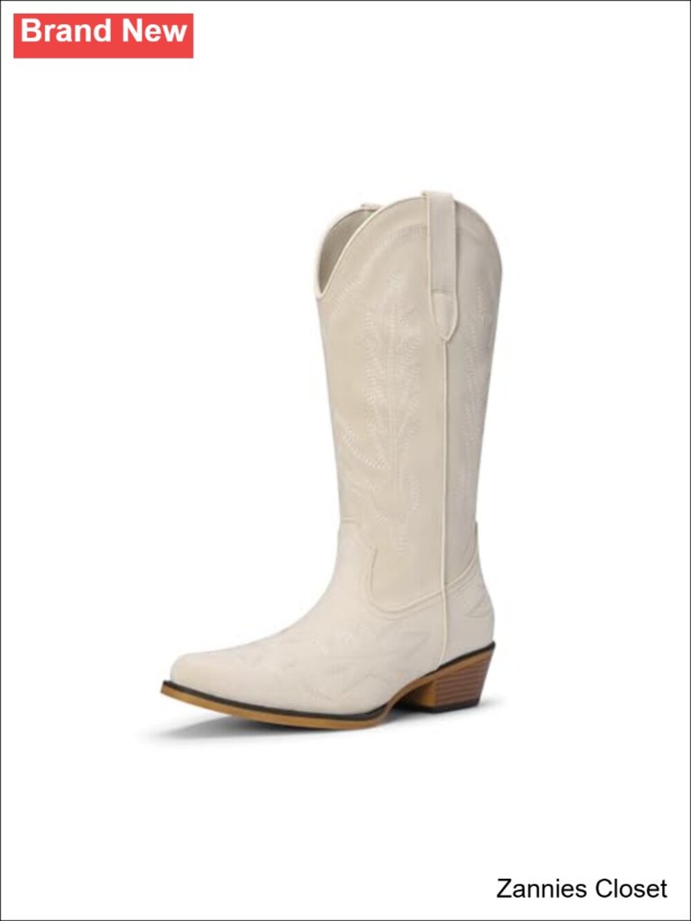 ✨ Mid Calf Western Cowboy Boots Faux Suede Block Heel